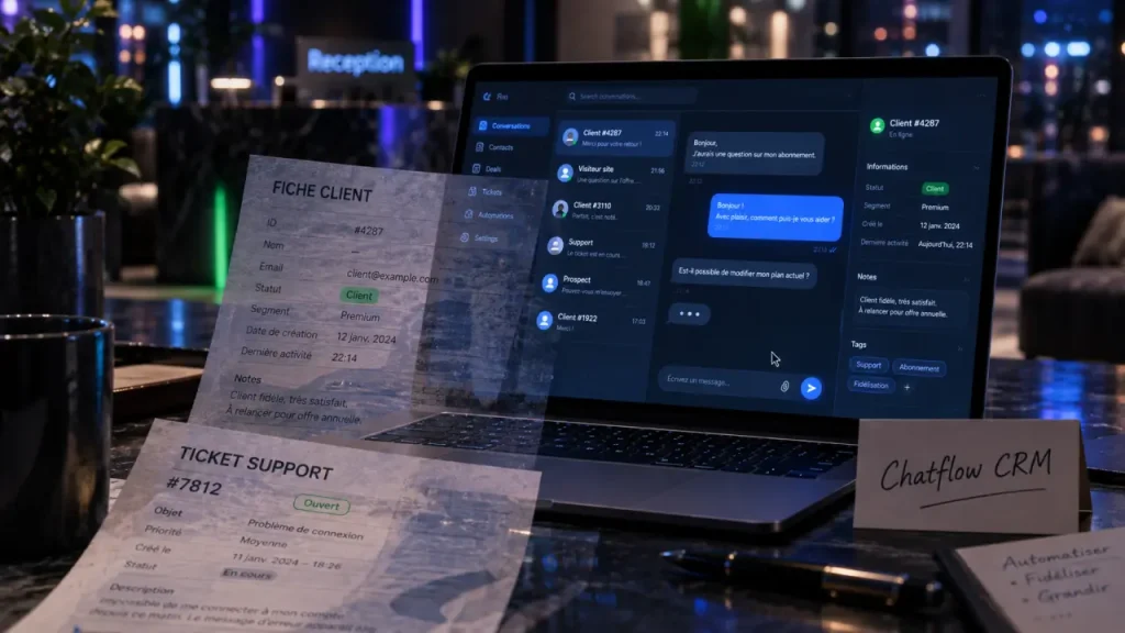 HubSpot chatbot : chatflow CRM et ticket support