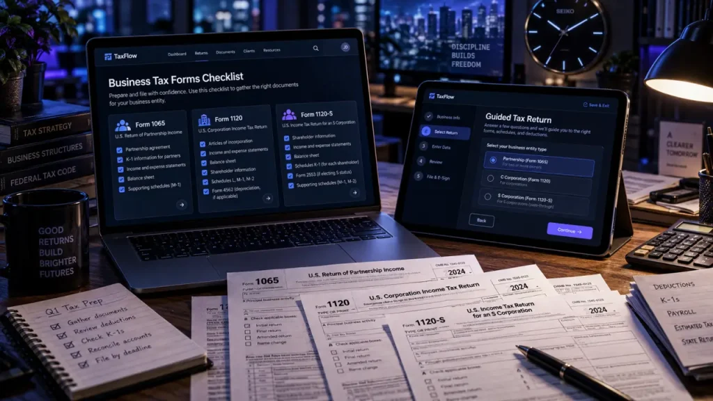 Business tax return software by tax form: Form 1065, 1120, 1120-S