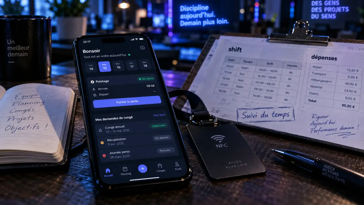 Fluida business management software pour suivi présence, shifts et dépenses